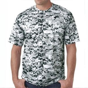 Badger Sport Men's White Digi-Camo Crewneck Short Sleeve Jersey T-Shirt